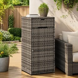 Practical Grey PE Rattan Storage Cabinet for Outdoors