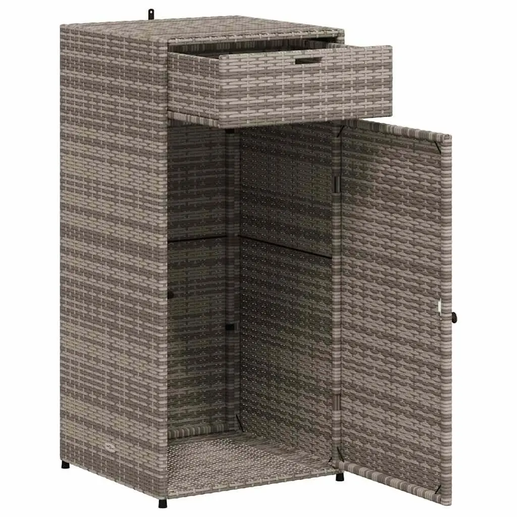 Garden Storage Cabinet PE Rattan Grey 55 x 55 x 111 cm Outdoor Furniture