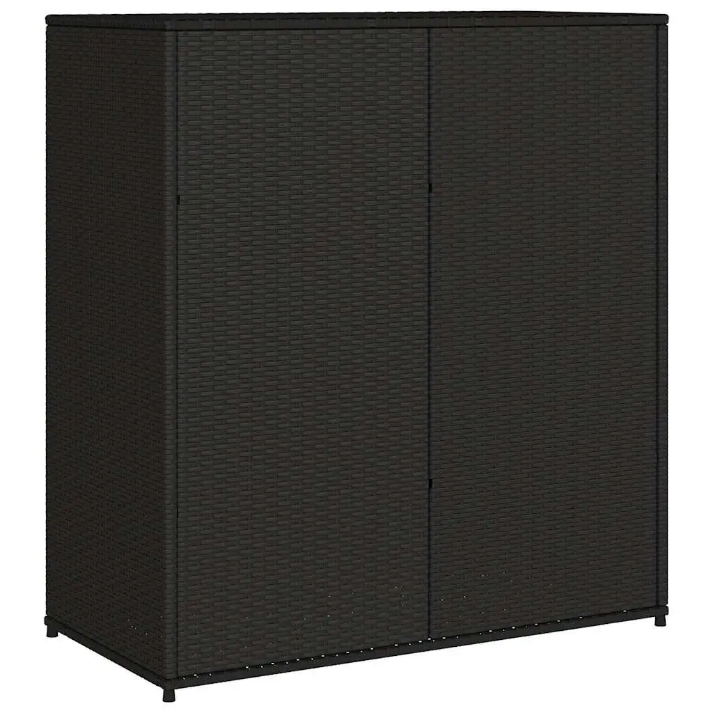 Garden Storage Cabinet Outdoor Poly Rattan Black Furniture Box Patio Balcony