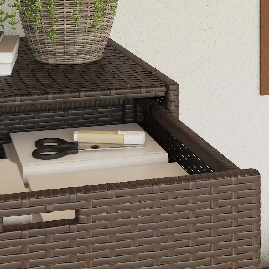 Garden Storage Cabinet Rattan Brown Outdoor Furniture 105 x 55 x 113 cm