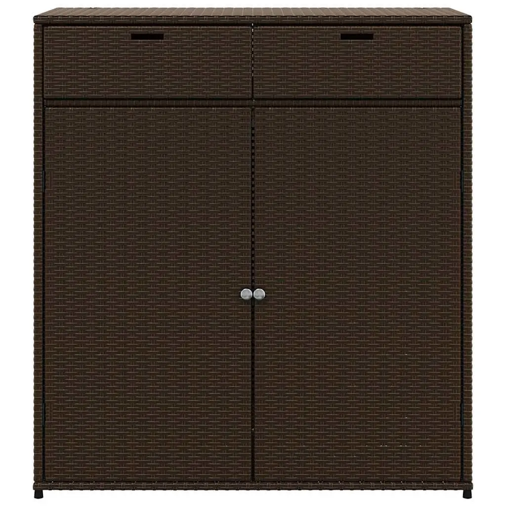 Garden Storage Cabinet Rattan Brown Outdoor Furniture 105 x 55 x 113 cm