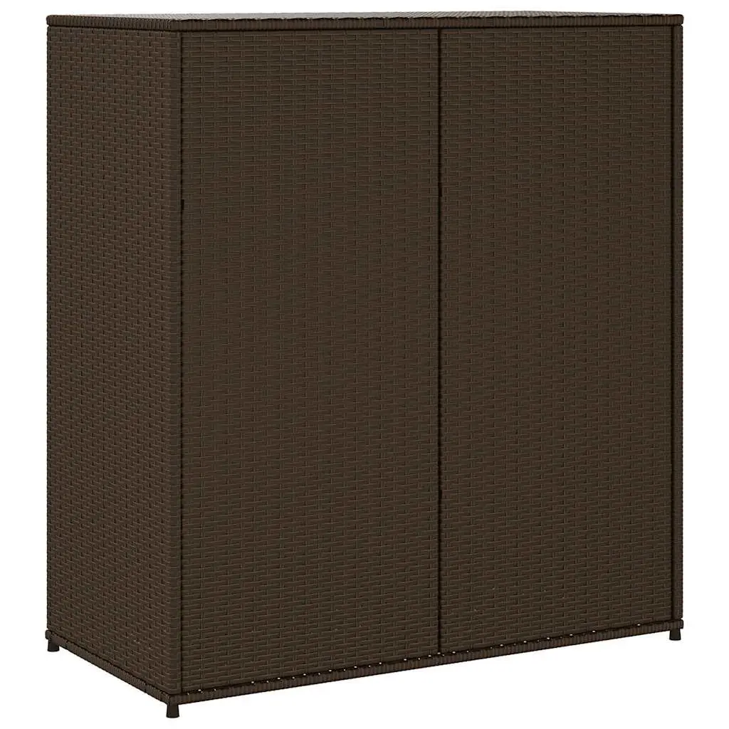 Garden Storage Cabinet Rattan Brown Outdoor Furniture 105 x 55 x 113 cm