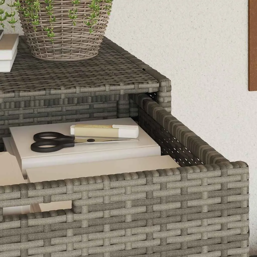 Outdoor Storage Cabinet Grey PE Rattan 105x55x113cm with Doors Steel Frame