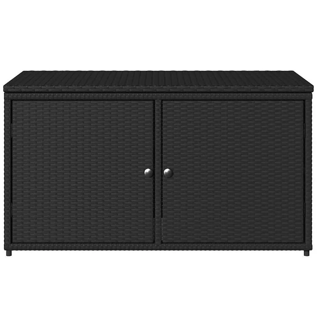 Outdoor Storage Cabinet Poly Rattan Black 110x55x60.5cm with Doors and Lid