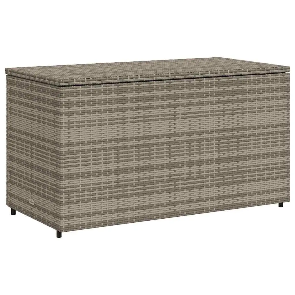 Outdoor Storage Cabinet Grey Poly Rattan Furniture with Two Doors Top Lid 110x55x60.5cm