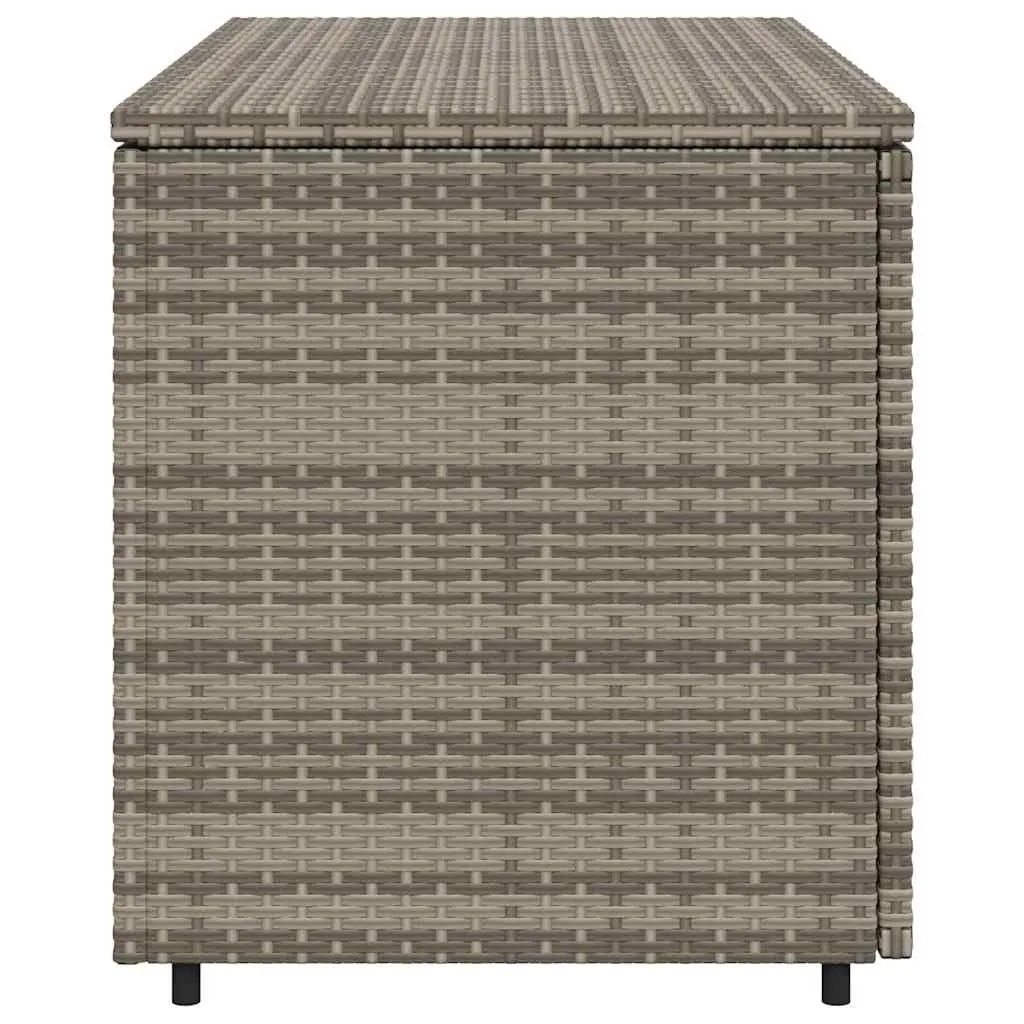 Outdoor Storage Cabinet Grey Poly Rattan Furniture with Two Doors Top Lid 110x55x60.5cm