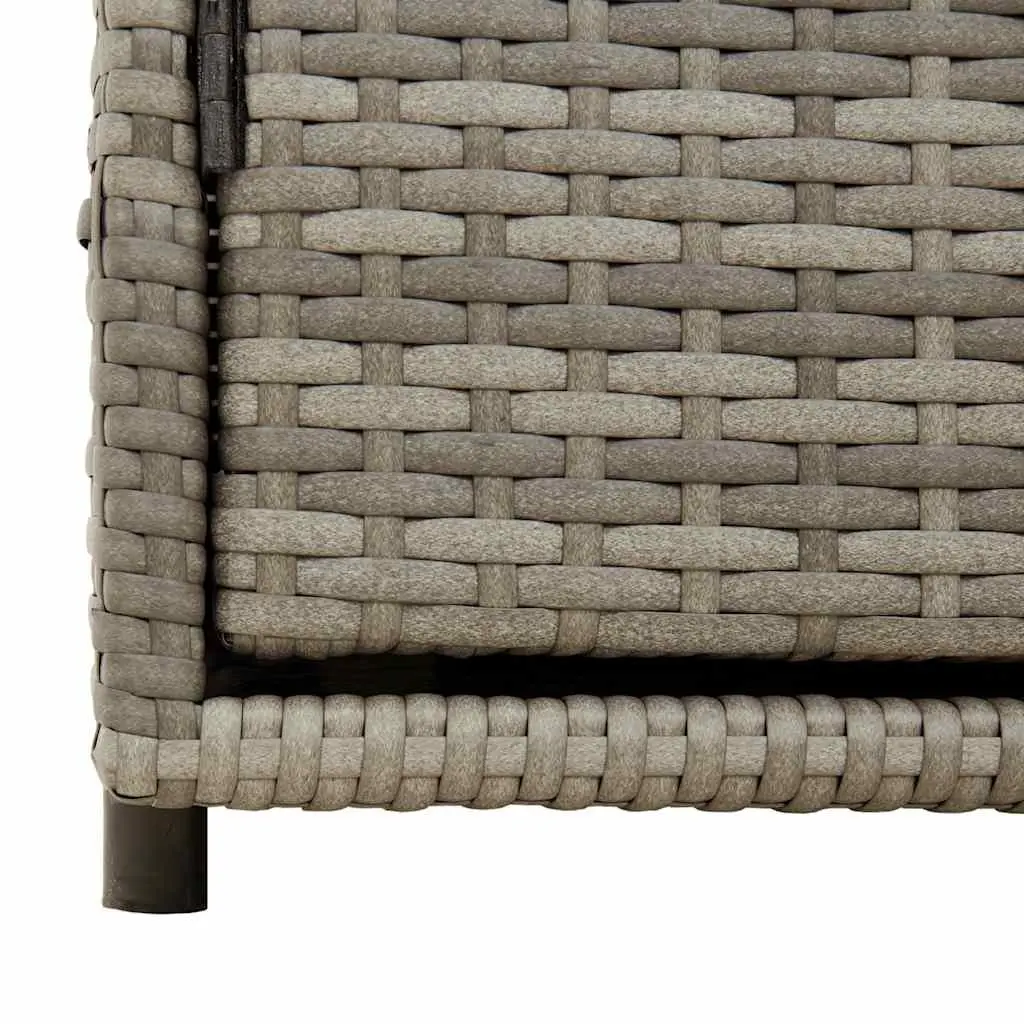 Outdoor Storage Cabinet Grey Poly Rattan Furniture with Two Doors Top Lid 110x55x60.5cm