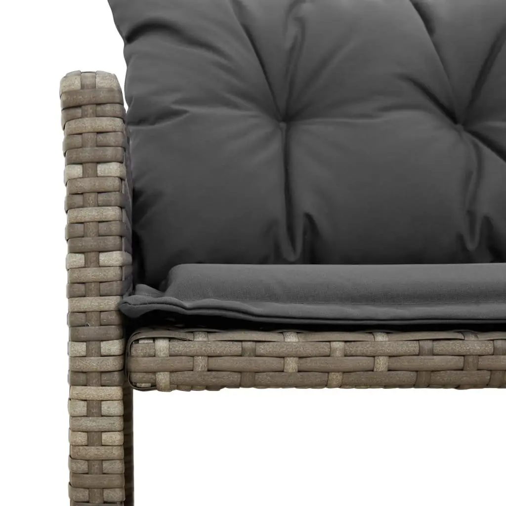 L-Shaped Garden Sofa Set Poly Rattan Grey with Table and Cushions