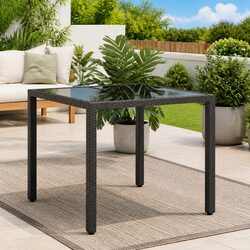 Practical Black Garden Table for Everyday Use 90x90x75cm