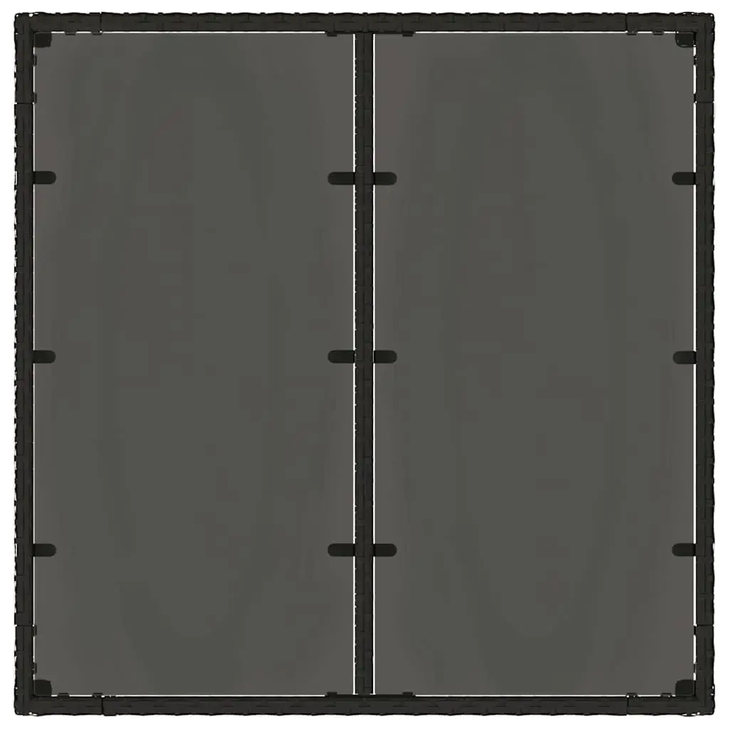 Garden Table Poly Rattan Black 90x90x75cm Glass Top Outdoor Furniture