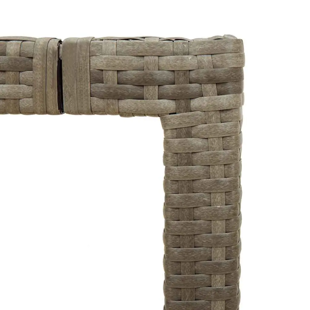 Garden Table Glass Top Grey PE Poly Rattan 190x90x75cm