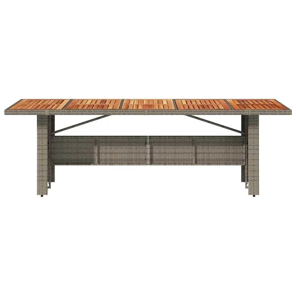Outdoor Garden Table Grey Acacia Wood Top Poly Rattan Weather Resistant 240x90x75cm