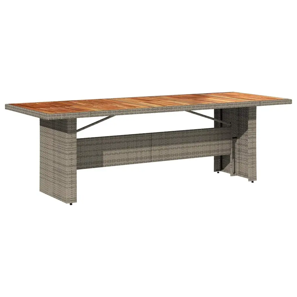 Outdoor Garden Table Grey Acacia Wood Top Poly Rattan Weather Resistant 240x90x75cm