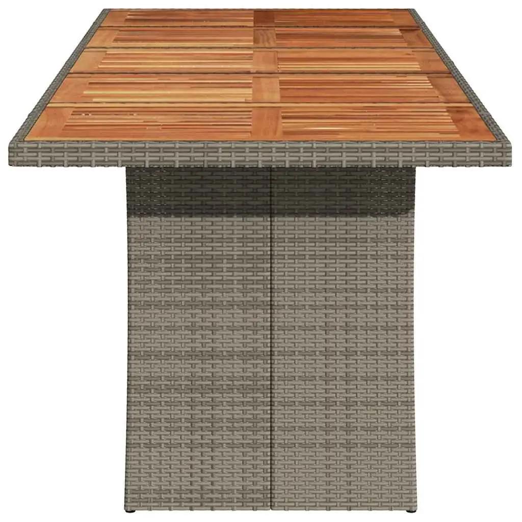 Outdoor Garden Table Grey Acacia Wood Top Poly Rattan Weather Resistant 240x90x75cm