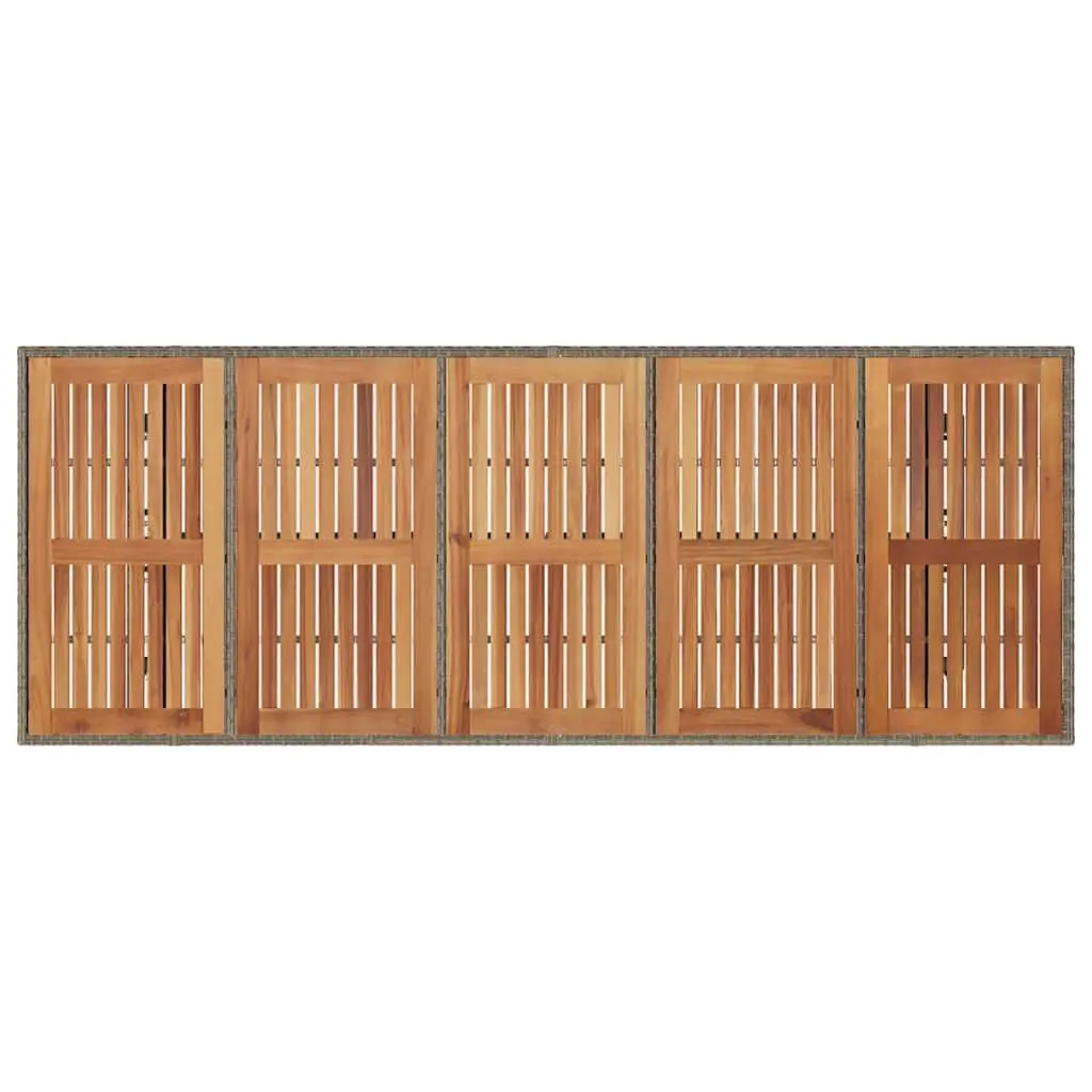 Outdoor Garden Table Grey Acacia Wood Top Poly Rattan Weather Resistant 240x90x75cm