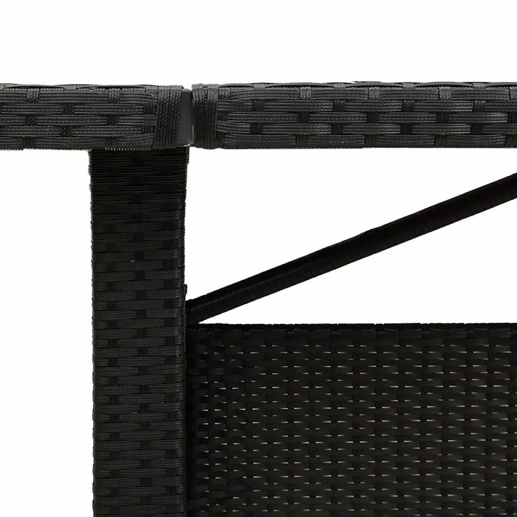 Outdoor Garden Table Black Poly Rattan Glass Top 240x90x75cm Patio Furniture