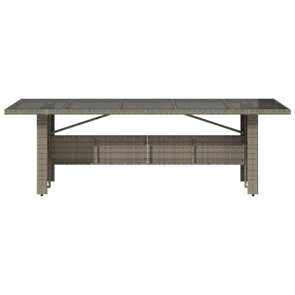 Garden Table Poly Rattan Glass Top 240x90x75cm Grey