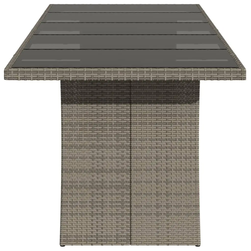 Garden Table Poly Rattan Glass Top 240x90x75cm Grey