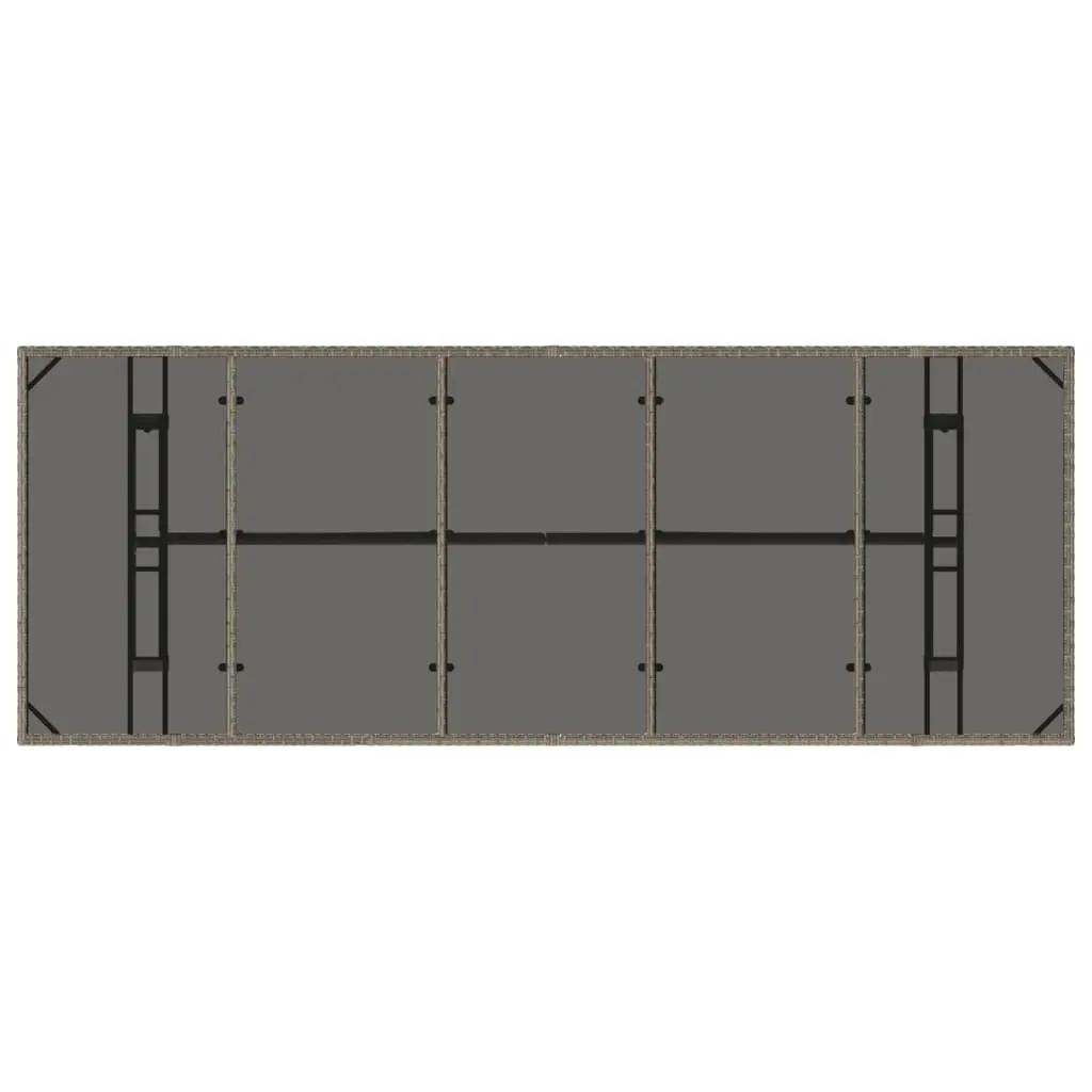 Garden Table Poly Rattan Glass Top 240x90x75cm Grey