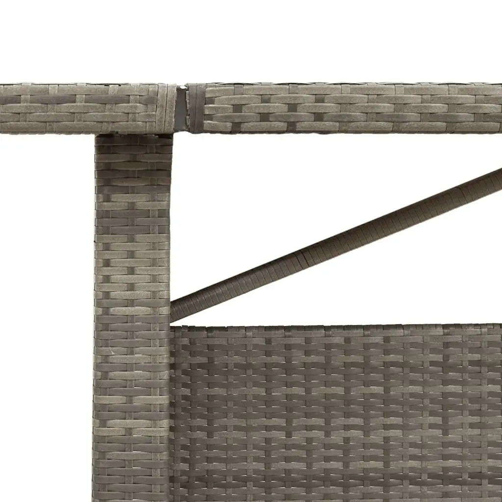 Garden Table Poly Rattan Glass Top 240x90x75cm Grey