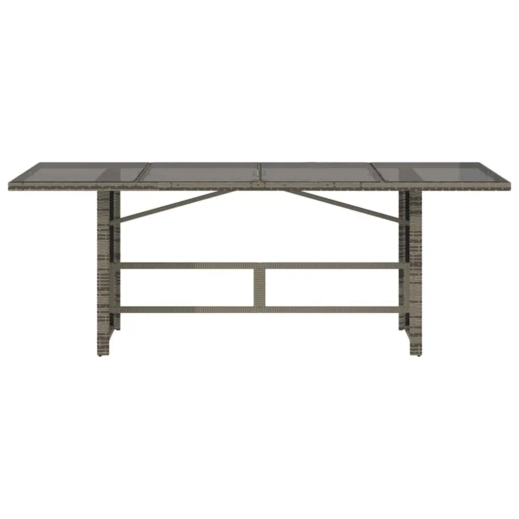 Outdoor Furniture Garden Table Grey Poly Rattan Tempered Glass Top 190x80x75cm