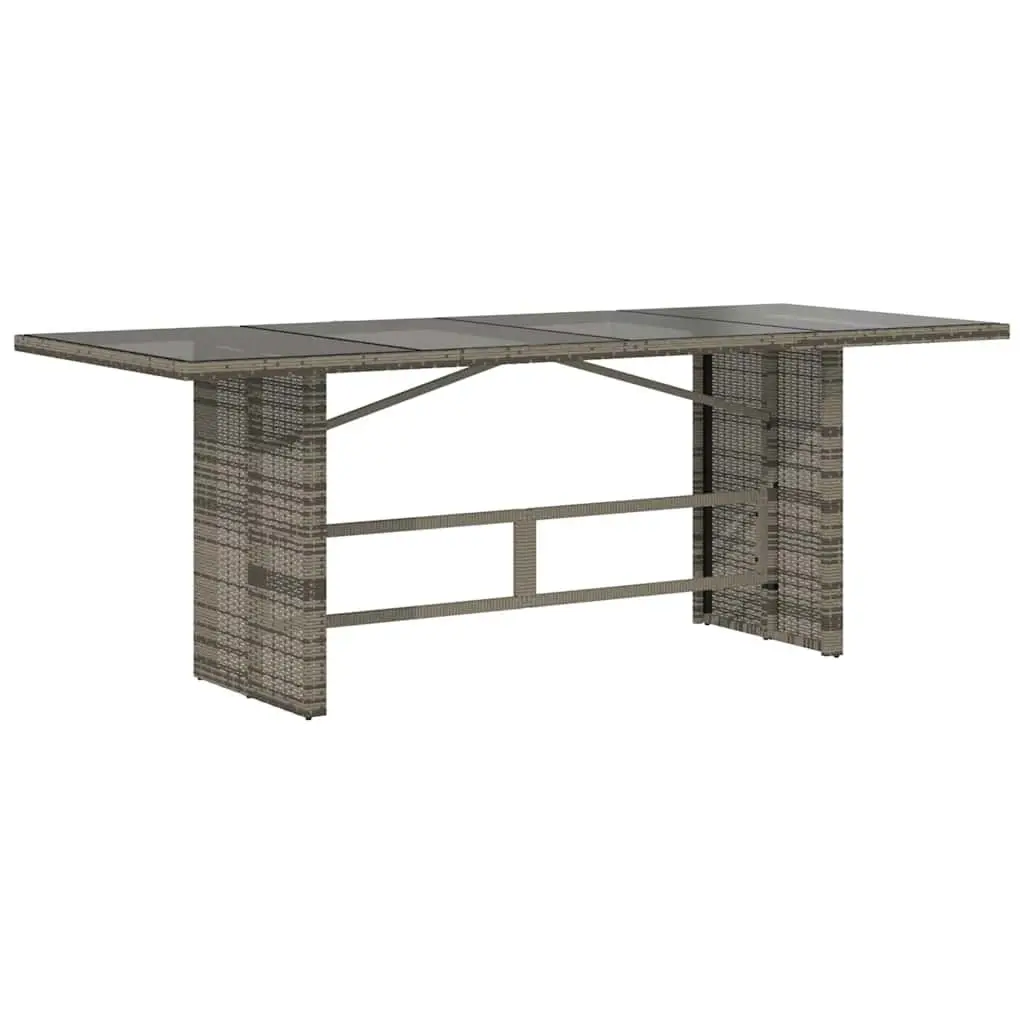 Outdoor Furniture Garden Table Grey Poly Rattan Tempered Glass Top 190x80x75cm