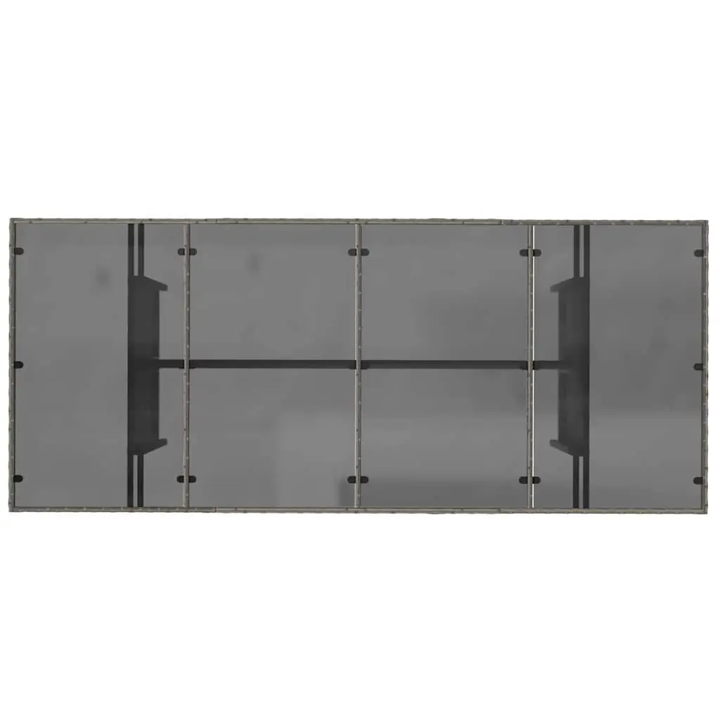 Outdoor Furniture Garden Table Grey Poly Rattan Tempered Glass Top 190x80x75cm