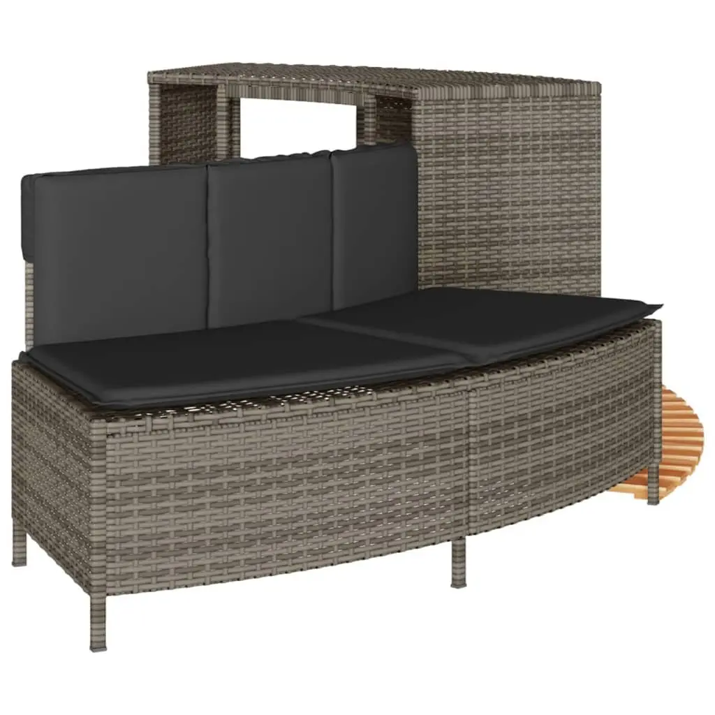 Hot Tub Surround Outdoor Poly Rattan Grey Storage Rack Garden Bench Step