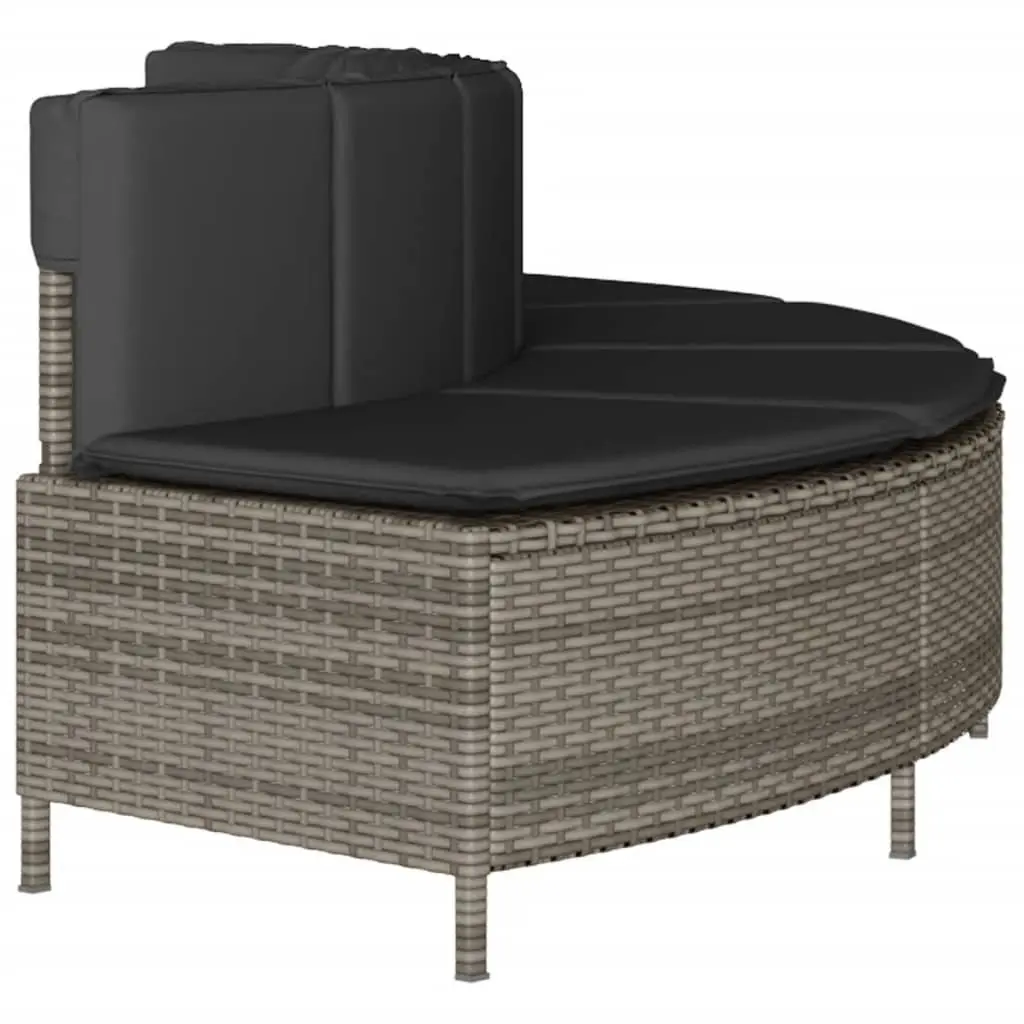 Outdoor Benches 2 Piece Grey Poly Rattan Furniture with Removable Cushions