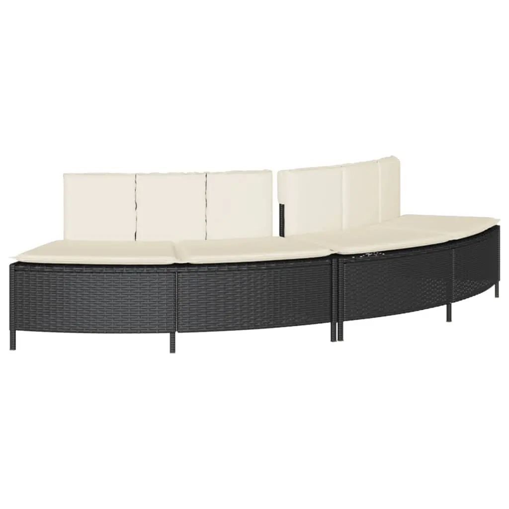 Hot Tub Benches PE Rattan 2 pcs Black with Cushions Outdoor Seating