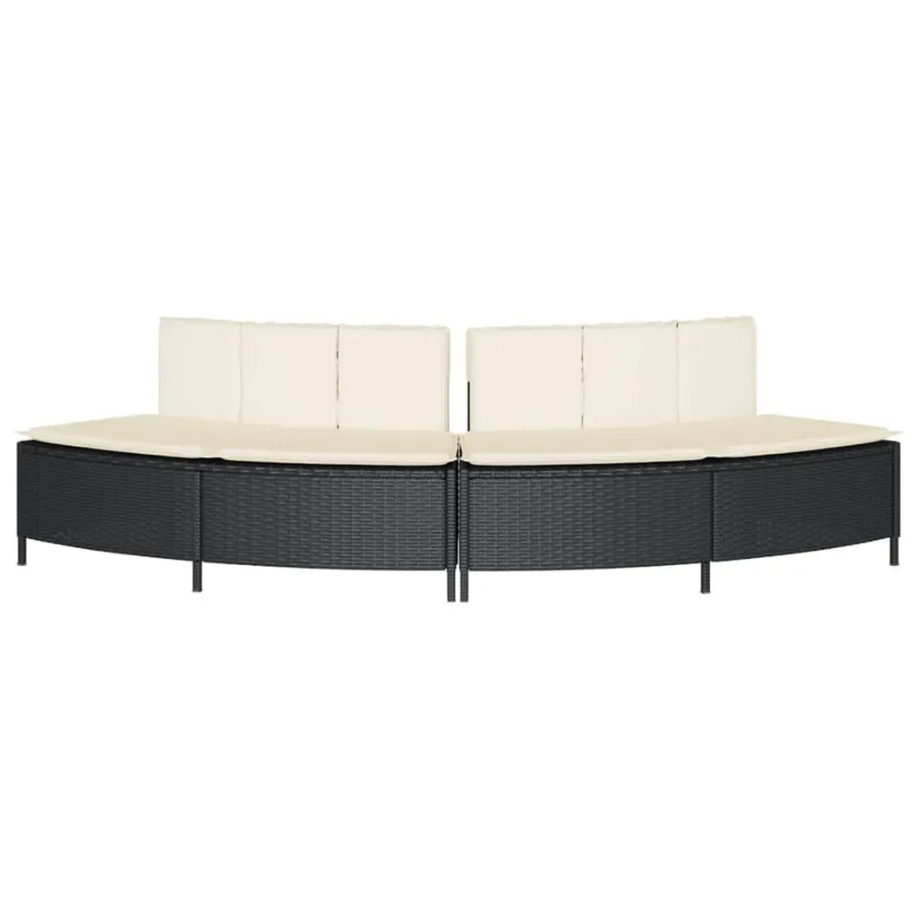 Hot Tub Benches PE Rattan 2 pcs Black with Cushions Outdoor Seating