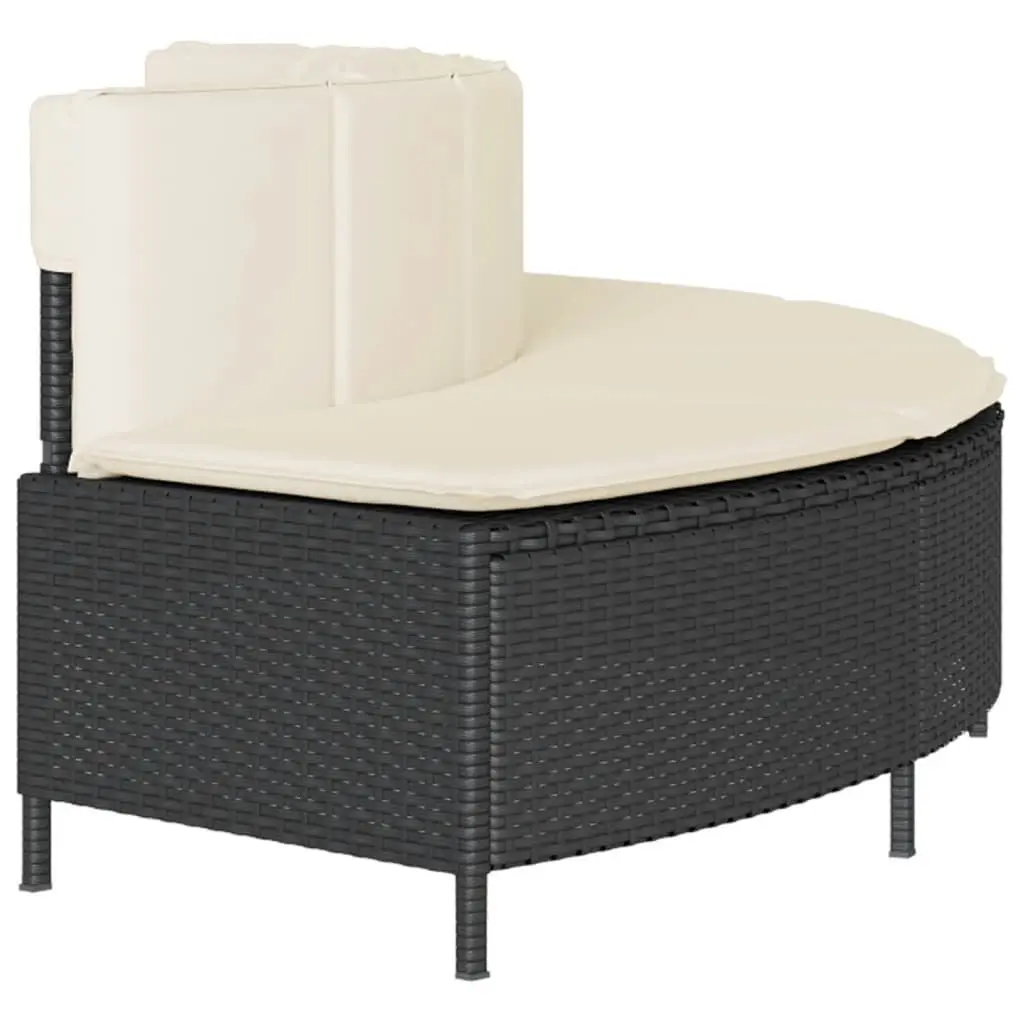 Hot Tub Benches PE Rattan 2 pcs Black with Cushions Outdoor Seating