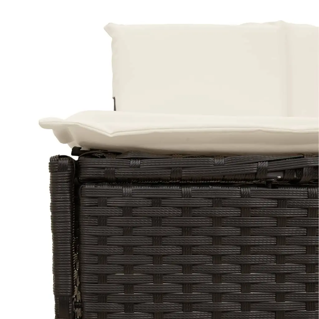 Hot Tub Benches PE Rattan 2 pcs Black with Cushions Outdoor Seating
