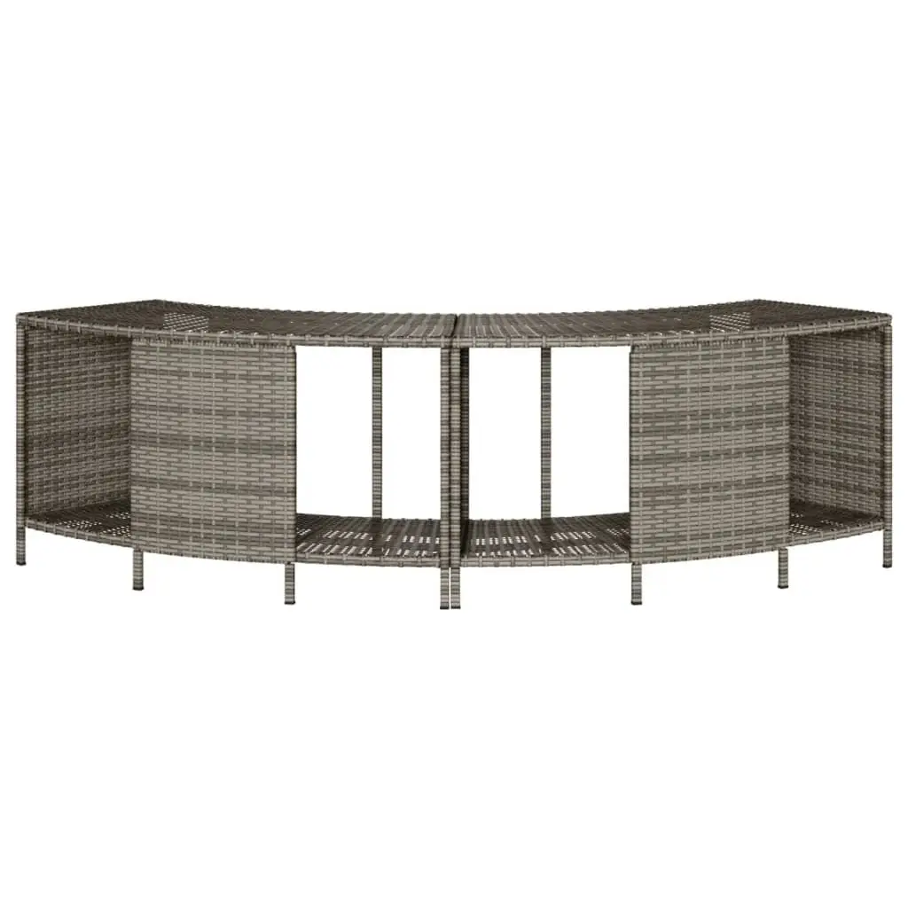 Hot Tub Storage Shelves Outdoor Poly Rattan Garden Furniture 2 pcs Grey