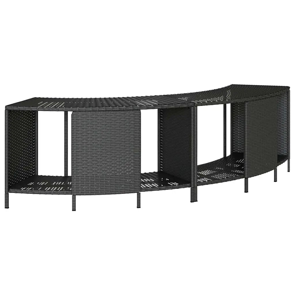 Hot Tub Storage Shelves Poly Rattan Black 2 Pieces Outdoor Garden Furniture