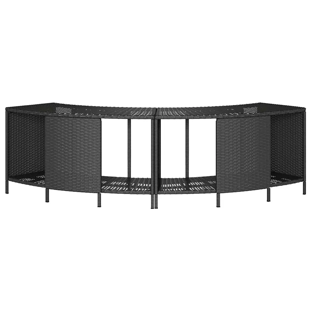 Hot Tub Storage Shelves Poly Rattan Black 2 Pieces Outdoor Garden Furniture