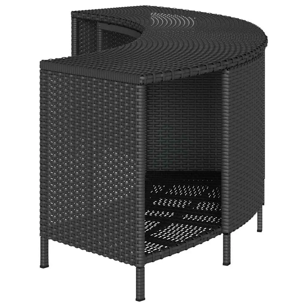 Hot Tub Storage Shelves Poly Rattan Black 2 Pieces Outdoor Garden Furniture