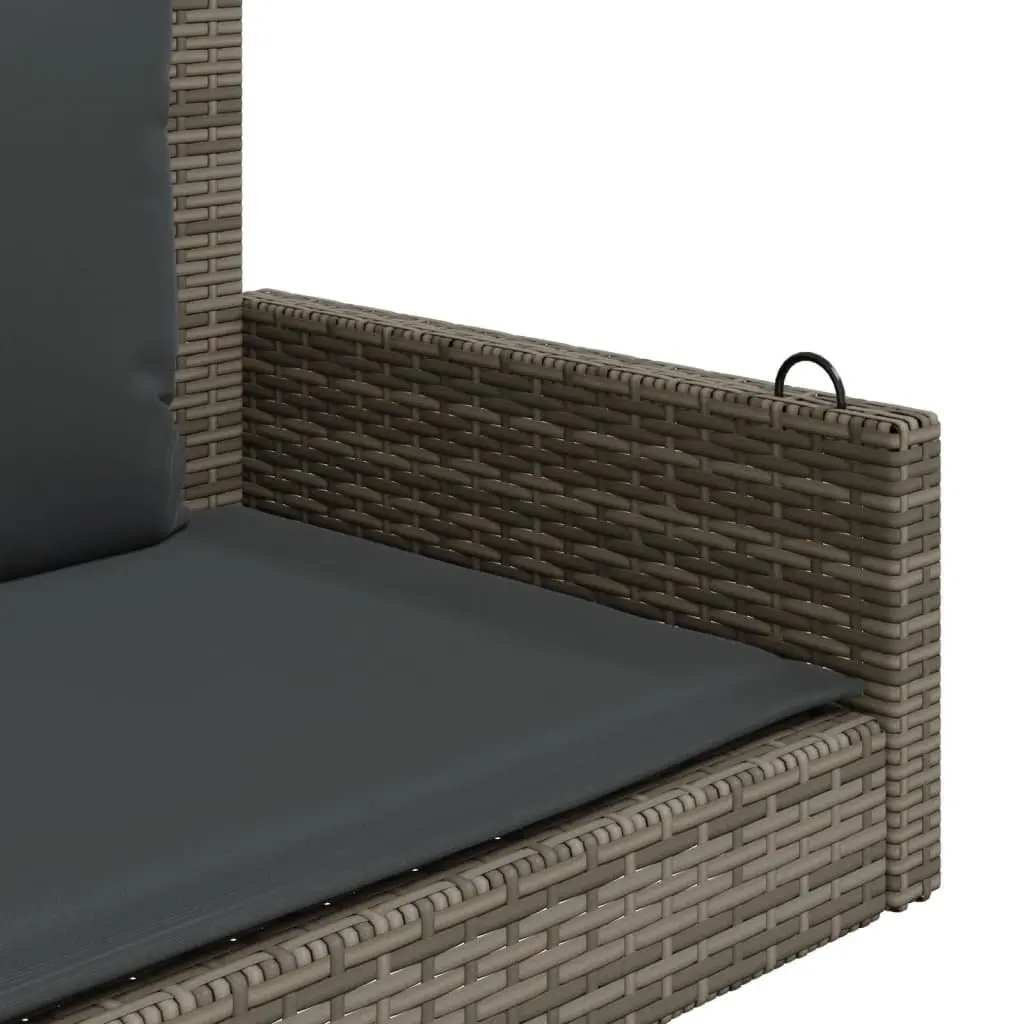 Swing Bench Poly Rattan Grey Outdoor Hanging Seat with Cushions