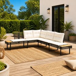Versatile L-Shaped Garden Sofa with Cushions for Outdoor Use