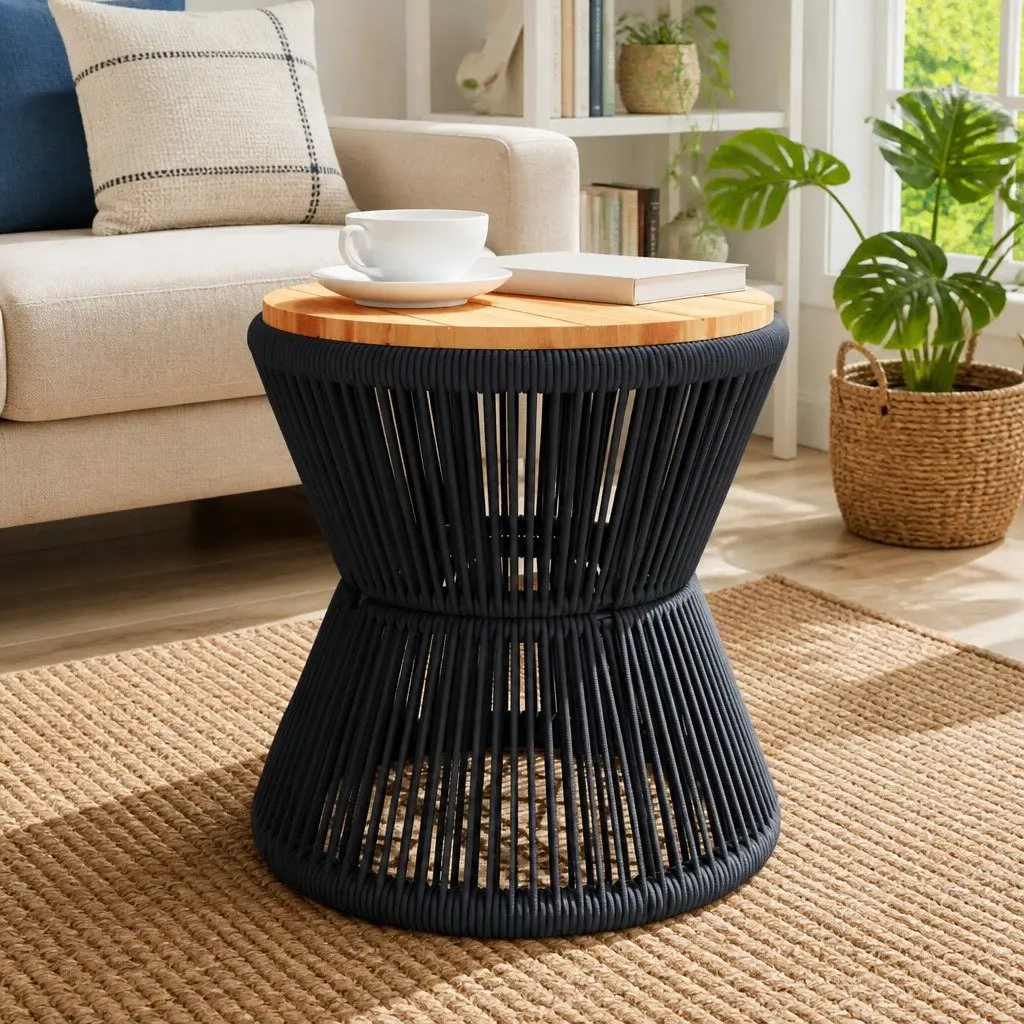 Round Coffee Table Black Ø 45x44 cm
