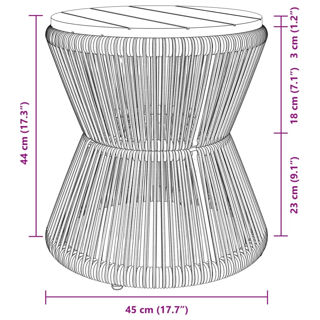 Round Coffee Table Black Ø 45x44 cm