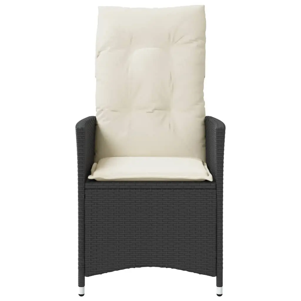 Reclining Outdoor Garden Chair with Cushions Black Poly Rattan Adjustable