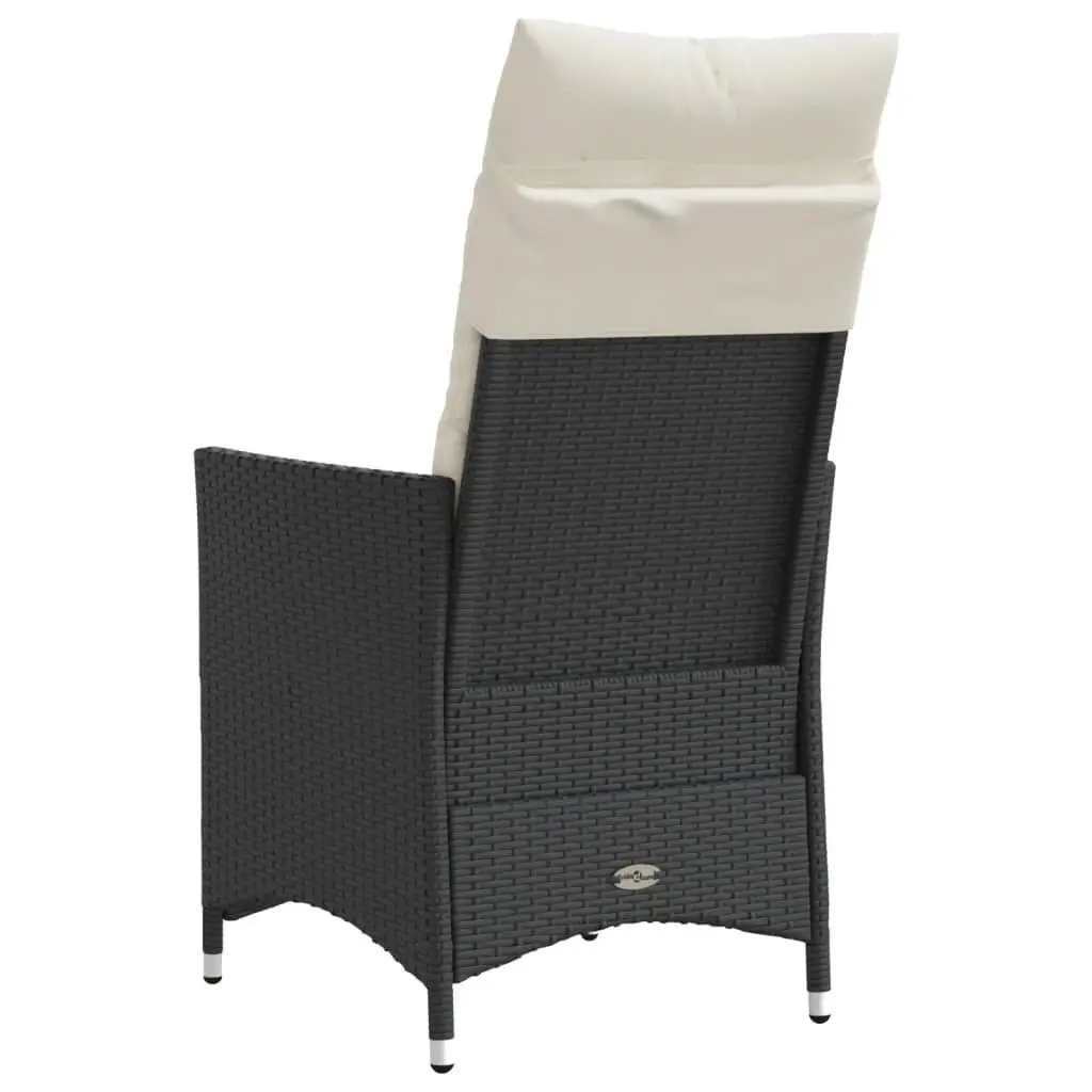 Reclining Outdoor Garden Chair with Cushions Black Poly Rattan Adjustable