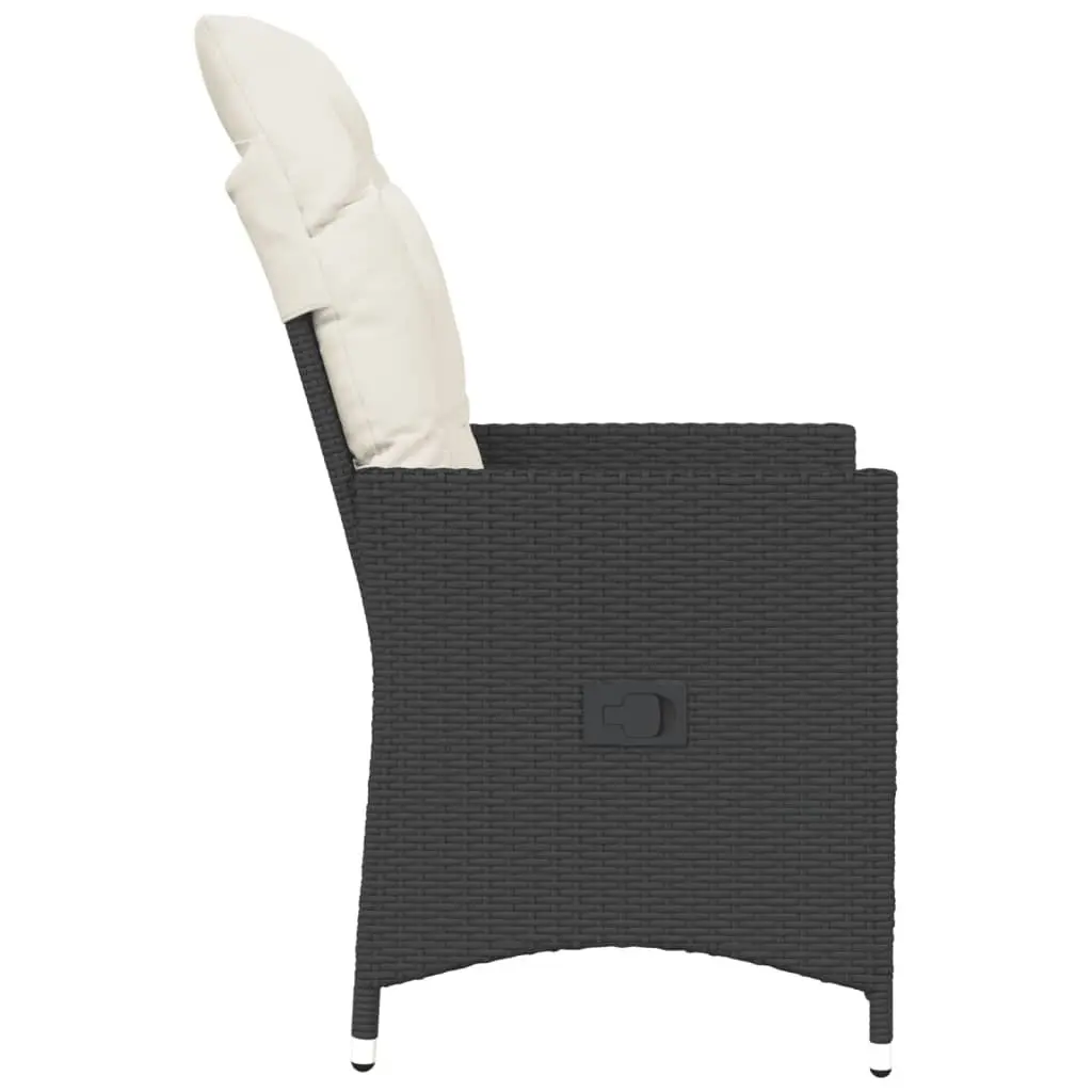 Reclining Outdoor Garden Chair with Cushions Black Poly Rattan Adjustable
