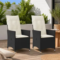 2 Outdoor Reclining Chairs with Cushions for Gardens & Patios