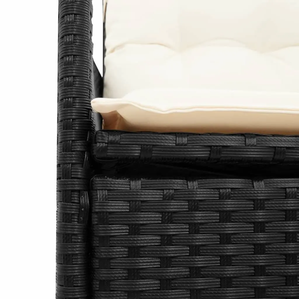 Bistro Set PE Rattan 3 Piece Garden Furniture Adjustable Backrest Black