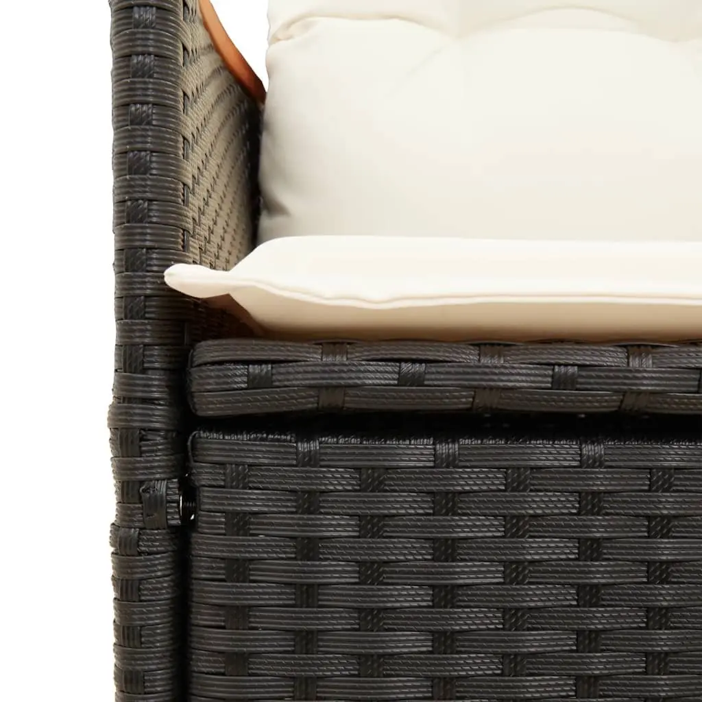 Outdoor Bistro Set 3 Piece Garden Furniture with Cushions Black Poly Rattan