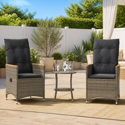 3 Piece Grey Bistro Set for Gardens and Patios