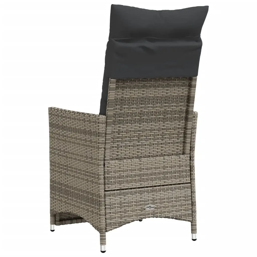 Reclining Garden Chair PE Rattan Powder-Coated Steel Adjustable Backrest Grey