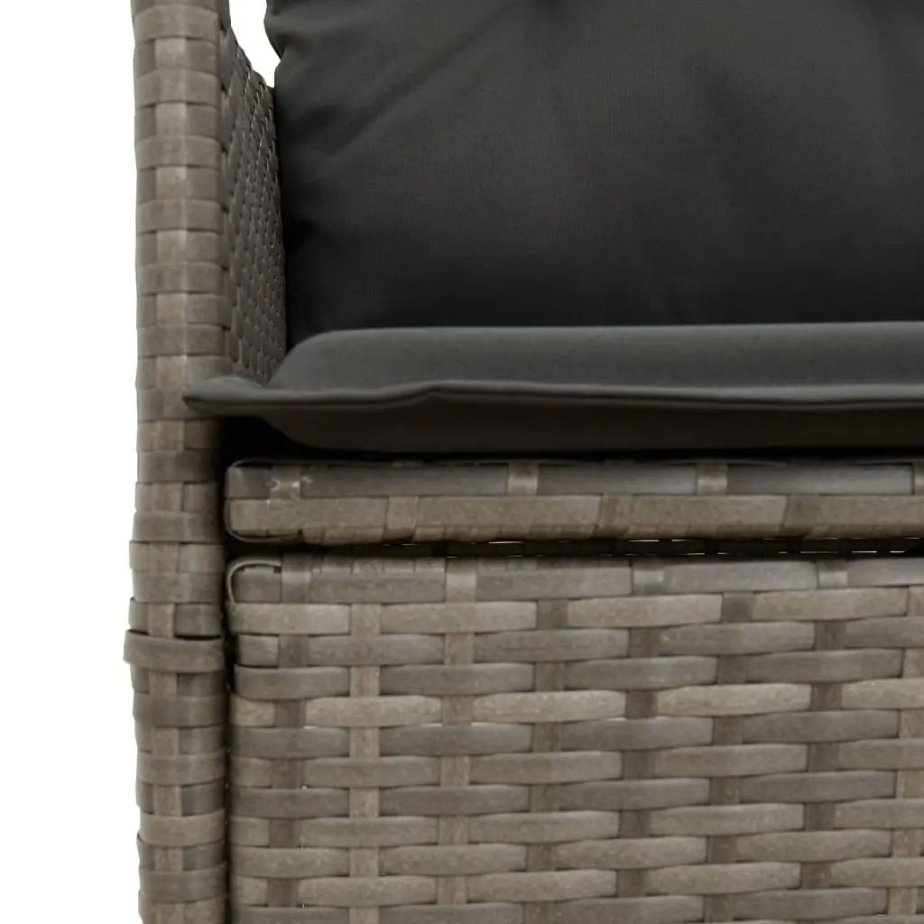 Reclining Garden Chairs PE Rattan Frame Powder-coated Steel Adjustable Backrest Grey 2 Piece with Cushions